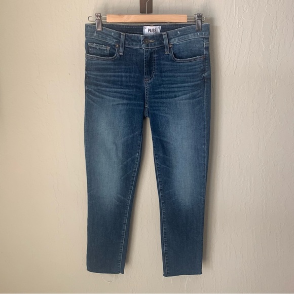 PAIGE Skyline Skinny Crop Mid-Rise Pico Jeans Raw Hem Size 27 - Picture 2 of 15